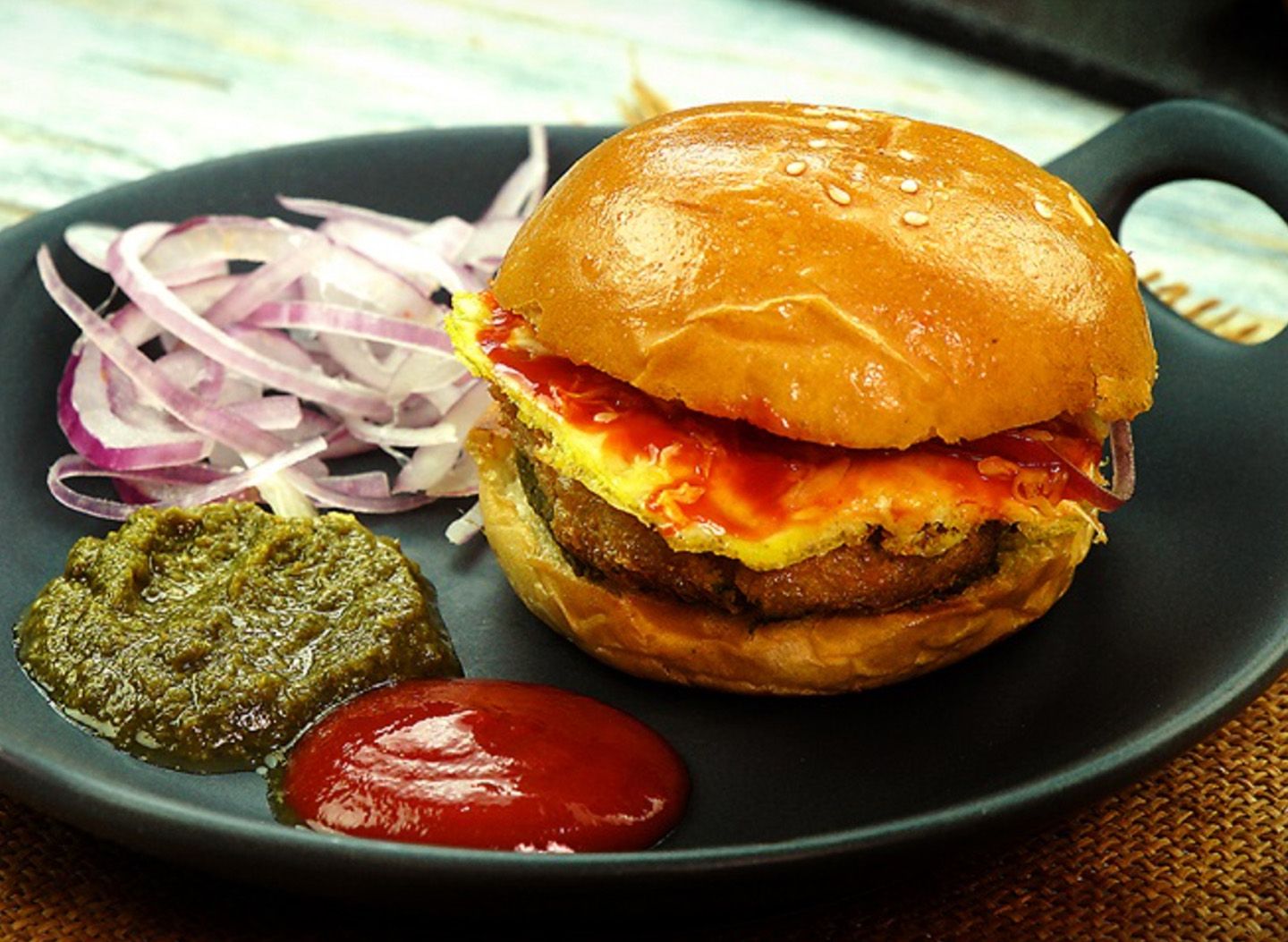 Anda (Egg) Bun Kabab With Fries