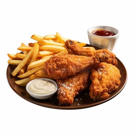 Fried Chicken ( 4 Pcs ) Leg&Thigh  With Fries